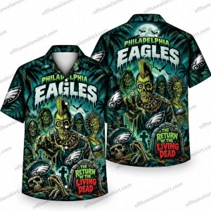 Philadelphia Eagles Living Dead Football Ensemble Halloween Hawaiian Shirt