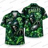 Philadelphia Eagles Skeleton Halloween Beach Club Hawaiian Shirt