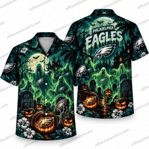 Philadelphia Eagles Sheet Ghost Halloween Flight Hawaiian Shirt