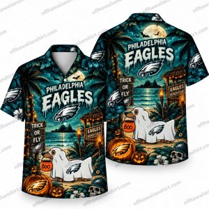 Philadelphia Eagles Sheet Ghost Trick Or Fly Halloween Hawaiian Shirt