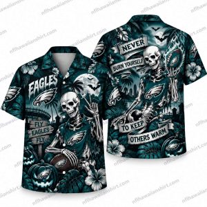 Philadelphia Eagles Skeleton Fan Warmth Halloween Hawaiian Shirt