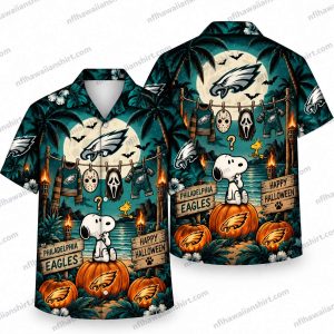 Philadelphia Eagles Snoopy Pumpkin Halloween Hawaiian Shirt