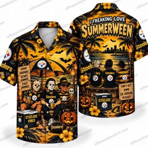 Pittsburgh Steelers Addams Family Summerween Halloween Hawaiian Shirt
