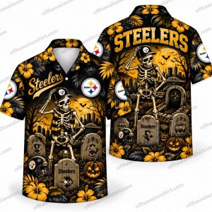 Pittsburgh Steelers Gothic Graveyard Halloween Hawaiian Shirt Pittsburgh Steelers Gothic Graveyard Halloween Hawaiian Shirt