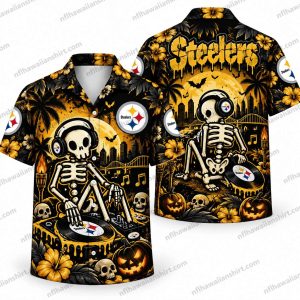 Pittsburgh Steelers Skeleton Fan Collection Halloween Hawaiian Shirt Pittsburgh Steelers Skeleton Fan Collection Halloween Hawaiian Shirt