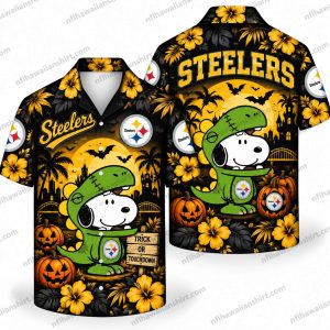 Pittsburgh Steelers Snoopy Green Costume Halloween Hawaiian Shirt