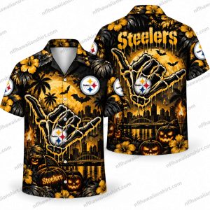 Pittsburgh Steelers Gothic Spider Web Halloween Hawaiian Shirt