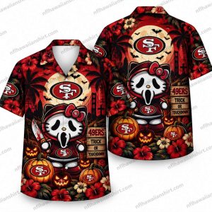 San Francisco 49ers Ghostface Hello Kitty Halloween Hawaiian Shirt