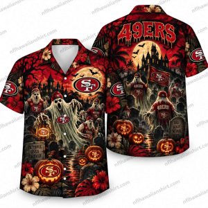 San Francisco 49ers Haunted Graveyard Ghosts Halloween Hawaiian Shirt