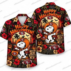 San Francisco 49ers Snoopy Astronaut Halloween Hawaiian Shirt