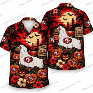 San Francisco 49ers Snoopy Ghost Costume Halloween Hawaiian Shirt