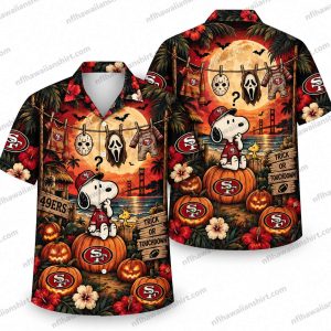 San Francisco 49ers Snoopy Trick-or-Treat Halloween Hawaiian Shirt