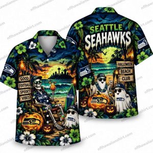 Seattle Seahawks Beach Club Halloween Hawaiian Shirt