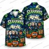 Seattle Seahawks Skeleton Warmth Halloween Hawaiian Shirt