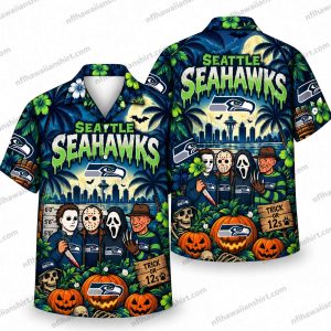 Seattle Seahawks Horror Icons Ensemble Halloween Hawaiian Shirt
