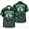 Seattle Seahawks Black Cat What Halloween Hawaiian Shirt