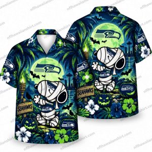Seattle Seahawks Snoopy Mummy Halloween Hawaiian Shirt