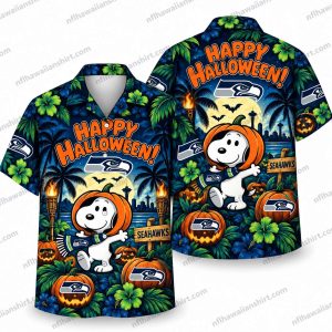 Seattle Seahawks Snoopy Pumpkin Costume Halloween Hawaiian Shirt