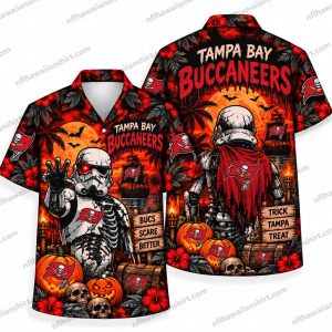 Tampa Bay Buccaneers Cybernetic Skeleton Pumpkin Night Halloween Hawaiian Shirt