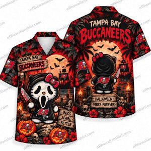 Tampa Bay Buccaneers Ghostface Hello Kitty Mashup Halloween Hawaiian Shirt