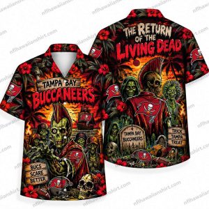 Tampa Bay Buccaneers Living Dead Football Ensemble Halloween Hawaiian Shirt
