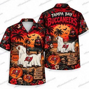 Tampa Bay Buccaneers Sheet Ghost Trick Or Treat Halloween Hawaiian Shirt