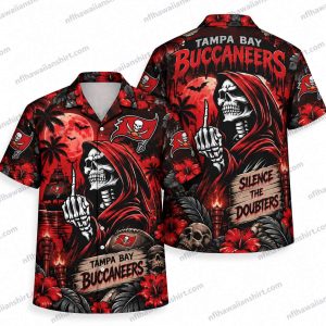 Tampa Bay Buccaneers Skeleton Reaper Silence Halloween Hawaiian Shirt