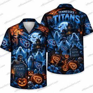 Tennessee Titans Ghost Horde Haunted Graveyard Halloween Hawaiian Shirt