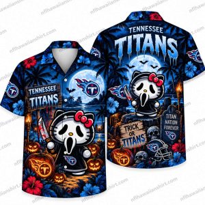 Tennessee Titans Hello Kitty Ghostface Trick or Titans Halloween Hawaiian Shirt