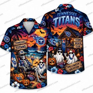 Tennessee Titans Skeleton Beach Halloween Vacation Hawaiian Shirt