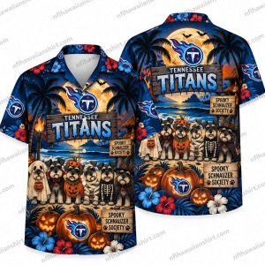 Tennessee Titans Spooky Schnauzer Society Halloween Hawaiian Shirt