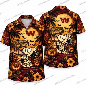 Washington Commanders Cartoon Mummy Pumpkin Night Halloween Hawaiian Shirt