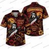 Washington Commanders Black Cat Haunted Castle Halloween Hawaiian Shirt