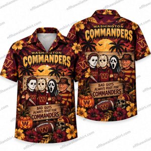 Washington Commanders Horror Icons Ensemble Halloween Hawaiian Shirt