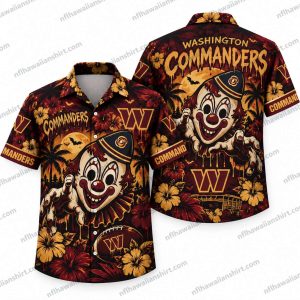 Washington Commanders Killer Clown Halloween Hawaiian Shirt