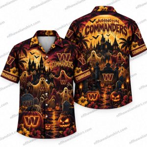 Washington Commanders Sheet Ghost Procession Halloween Hawaiian Shirt