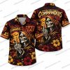 Washington Commanders Skeleton Fan Sunset Halloween Hawaiian Shirt