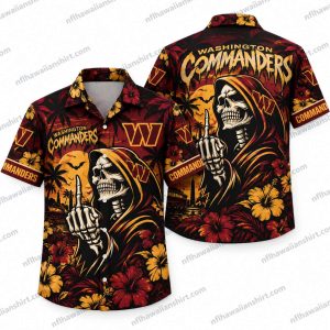 Washington Commanders Skeleton Fan Silence Halloween Hawaiian Shirt