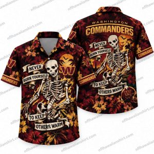 Washington Commanders Skeleton Fan Warmth Halloween Hawaiian Shirt