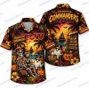 Washington Commanders Black Cat Halloween Reaction Hawaiian Shirt