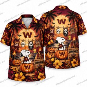 Washington Commanders Snoopy Mystery Masks Halloween Hawaiian Shirt