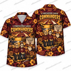 Washington Commanders Summerween Halloween Camp Hawaiian Shirt